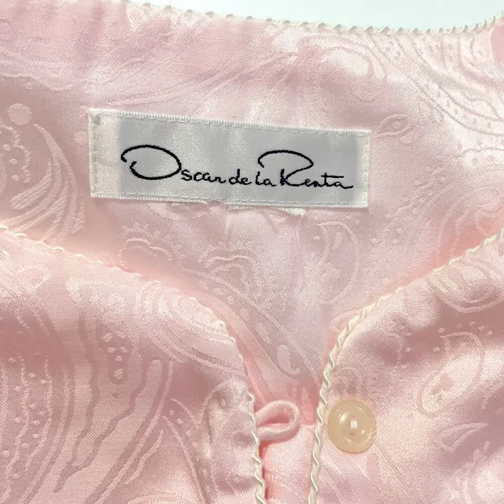 VTG Oscar De La Renta Night Gown Pink Paisley Satin Feminine Coquette Soft Girl